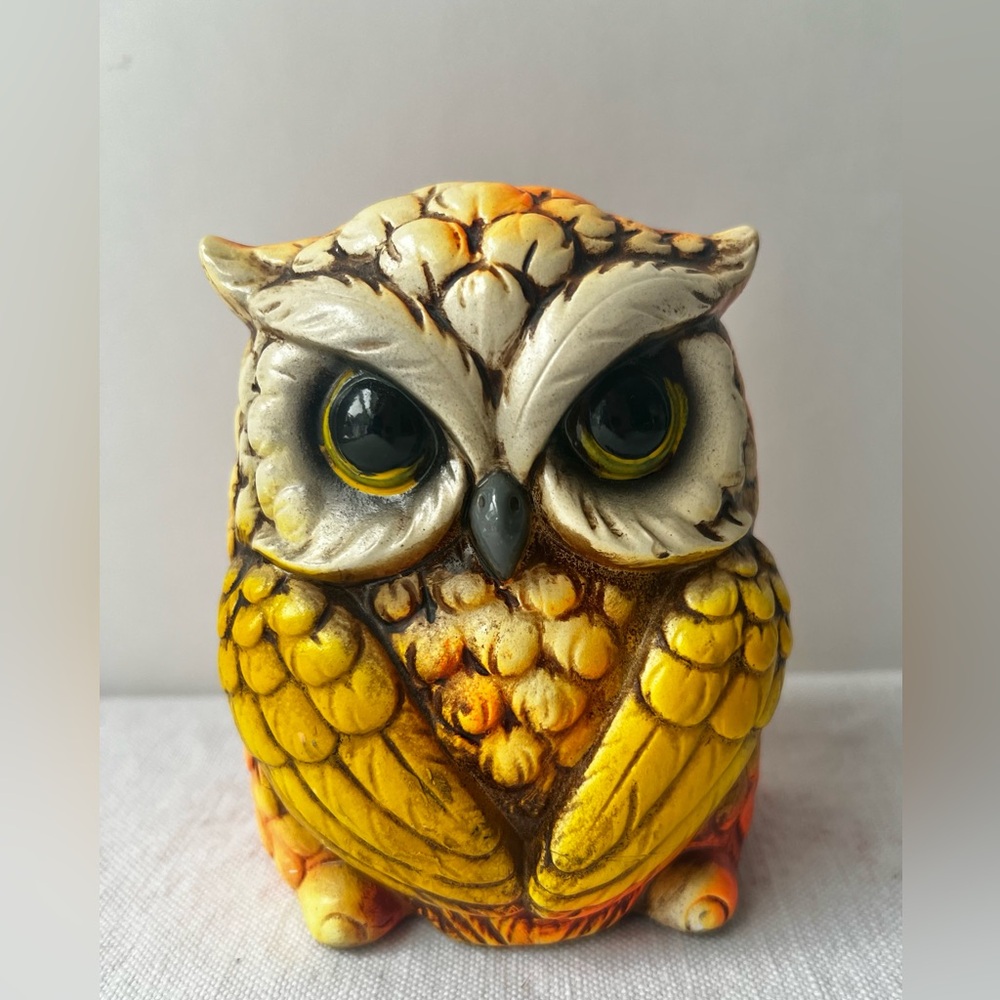 Vintage 1967 Ceramic Owl Coin Bank